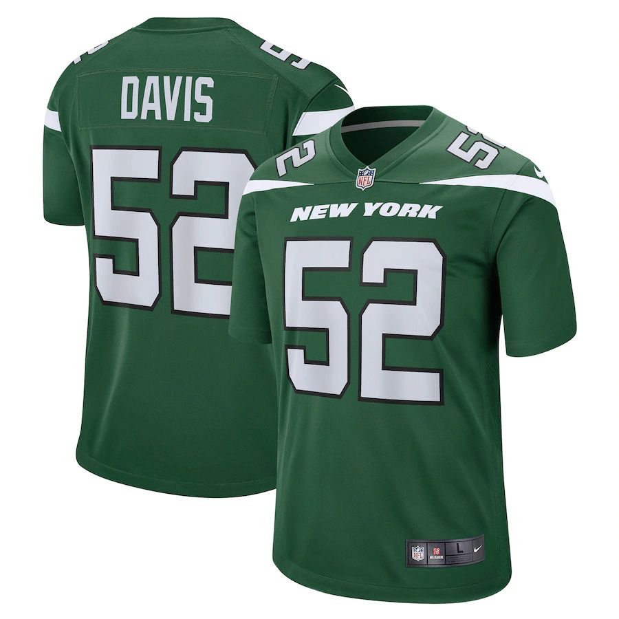 Men New York Jets 52 Jarrad Davis Nike Gotham Green Game NFL Jersey